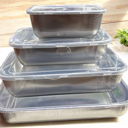 Kit x4 Contenedores de Acero Inoxidable Herméticos con Tapa \ 4 tamaños